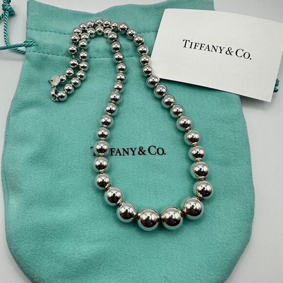 Authentic Tiffany & Co. Graduated Sterling silver ball necklace! - Picture 1 of 11